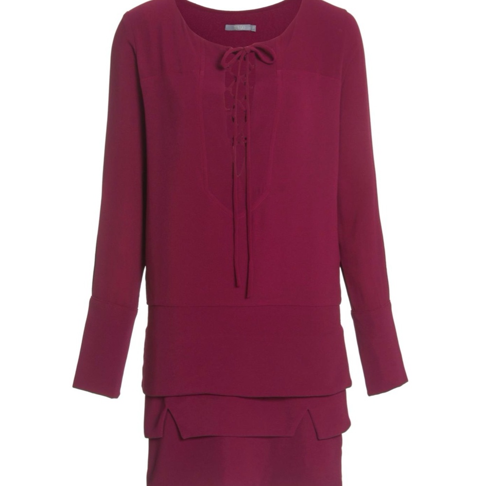 Mini dress with long sleeves 100% silk